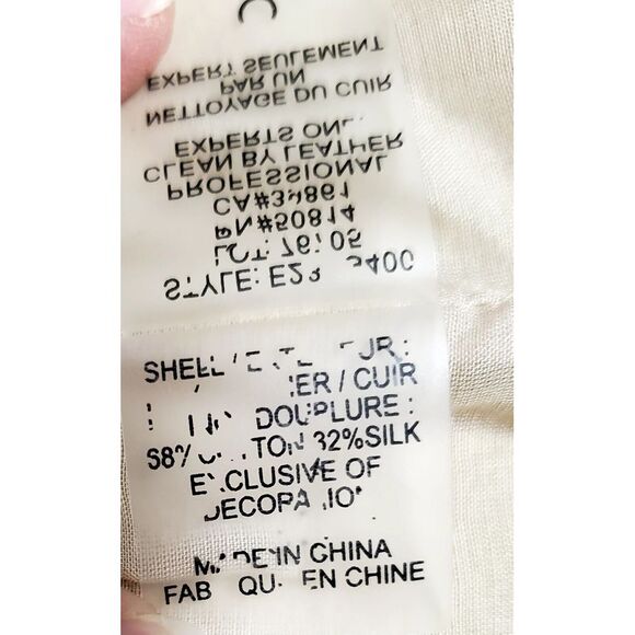 Elie Tahari Coat Cecelia Leather SM Lazer Cut Thin Buttery Soft Putty Tan Color - Picture 14 of 14